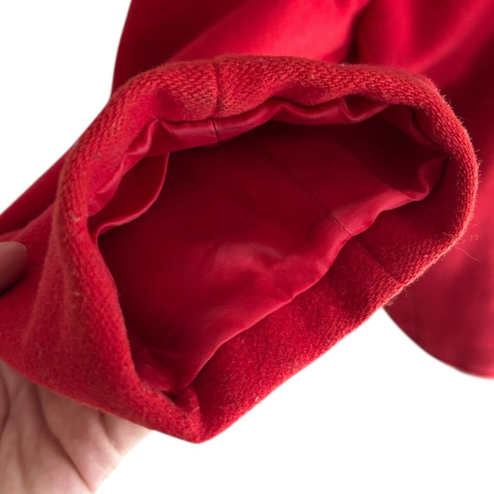 LizSport Red Wool Cashmere Pea Coat Vintage Womens Sz Large Quiet Luxury Classic - Picture 14 of 16